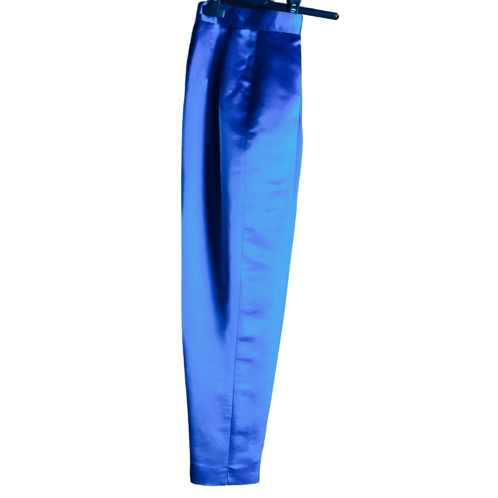 Dana Buchman  vintage cobalt blue 100% shiny silk jeans size 6